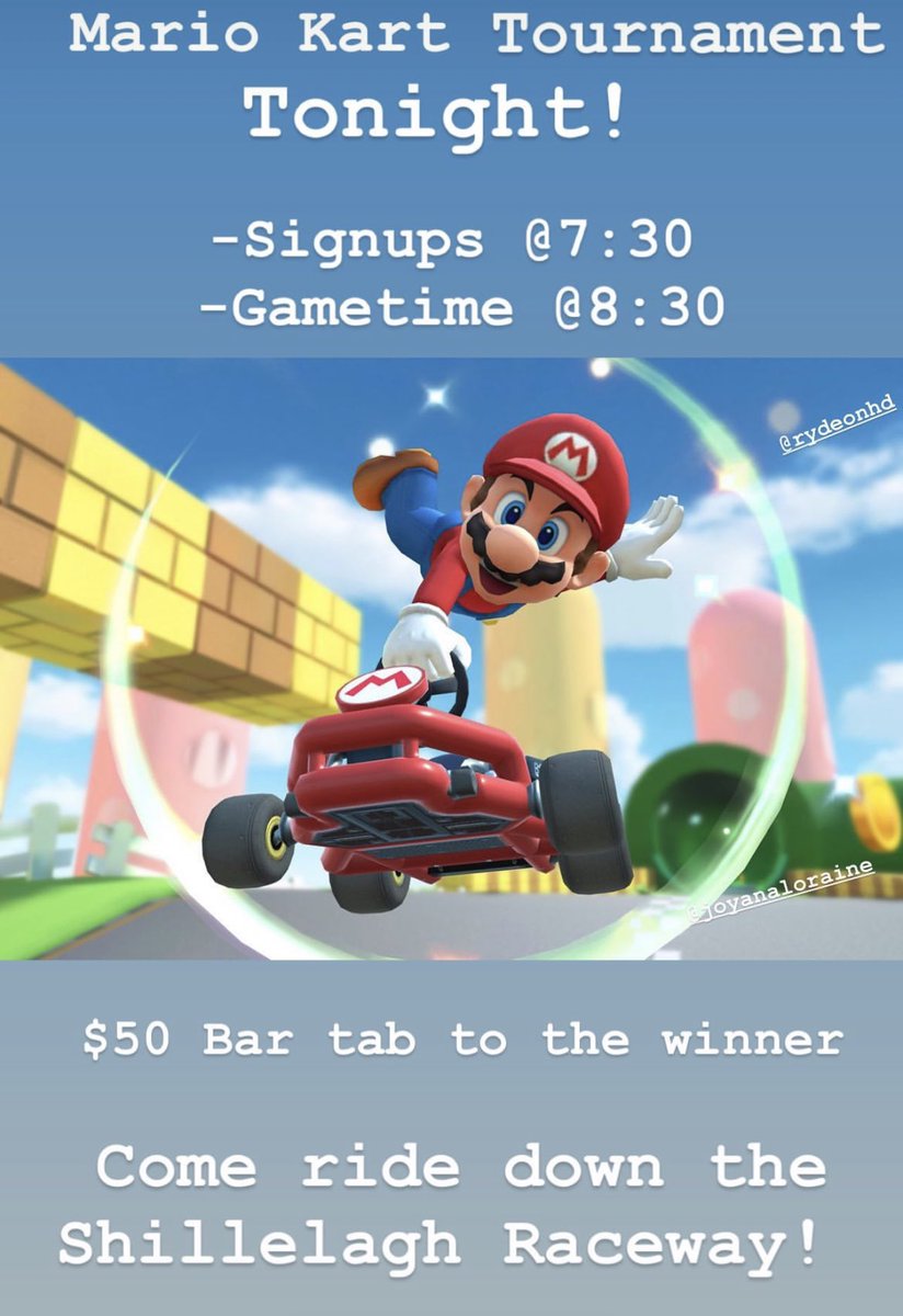RydeonHD's tweet photo. It’s that time again! Mario Kart Tuesday at @ShillTavern! Gonna be a good one like always!

#Tourney #Tournament #MarioKart #Free #Astoria #NYC #Rydeon #RydeonHD #Nintendo #Switch https://t.co/h1GWlH3RX3