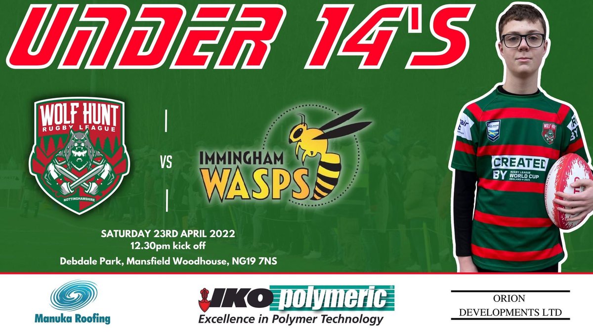 UNDER 14'S 🔴🟢 This Saturday we get our under 14's season off to a start at Debdale Park Sports Club. The lads have been training hard, and we can't wait to see them sporting their new kit thanks to the @RLWC2021 CreatedBy fund!

#Jointhehunt #JuniorRugbyLeague #Nottinghamshire