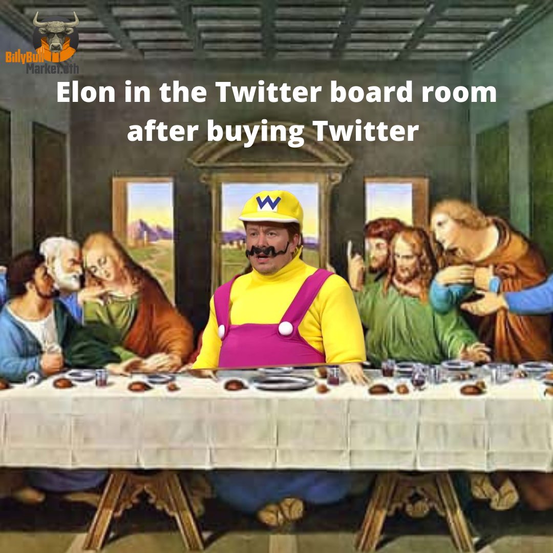 BillyBullMarket's tweet photo. Before everyone freaks out, we do read the news. This is OUR desired future. Thank god for the multiverse 🙏

#ElonMusk #ElonMuskTwitter #thelastsupper https://t.co/LrmfYQqPRk