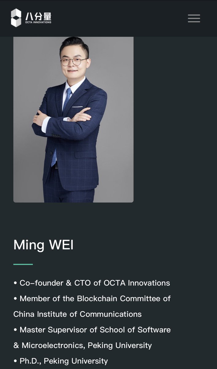 leontas1983's tweet image. Yes we all know the ceo of $trias is the real deal!
But did u know the CTO of $trias 
(Ming WEI) was the former senior architect of Aerospace R&amp;amp;D center and engineer of 👉Siemens CN 

Also has a dozen of patents too

Link:👇

8lab.cn/aboutOctaDetai…

$kda $htr $eth $btc #btc