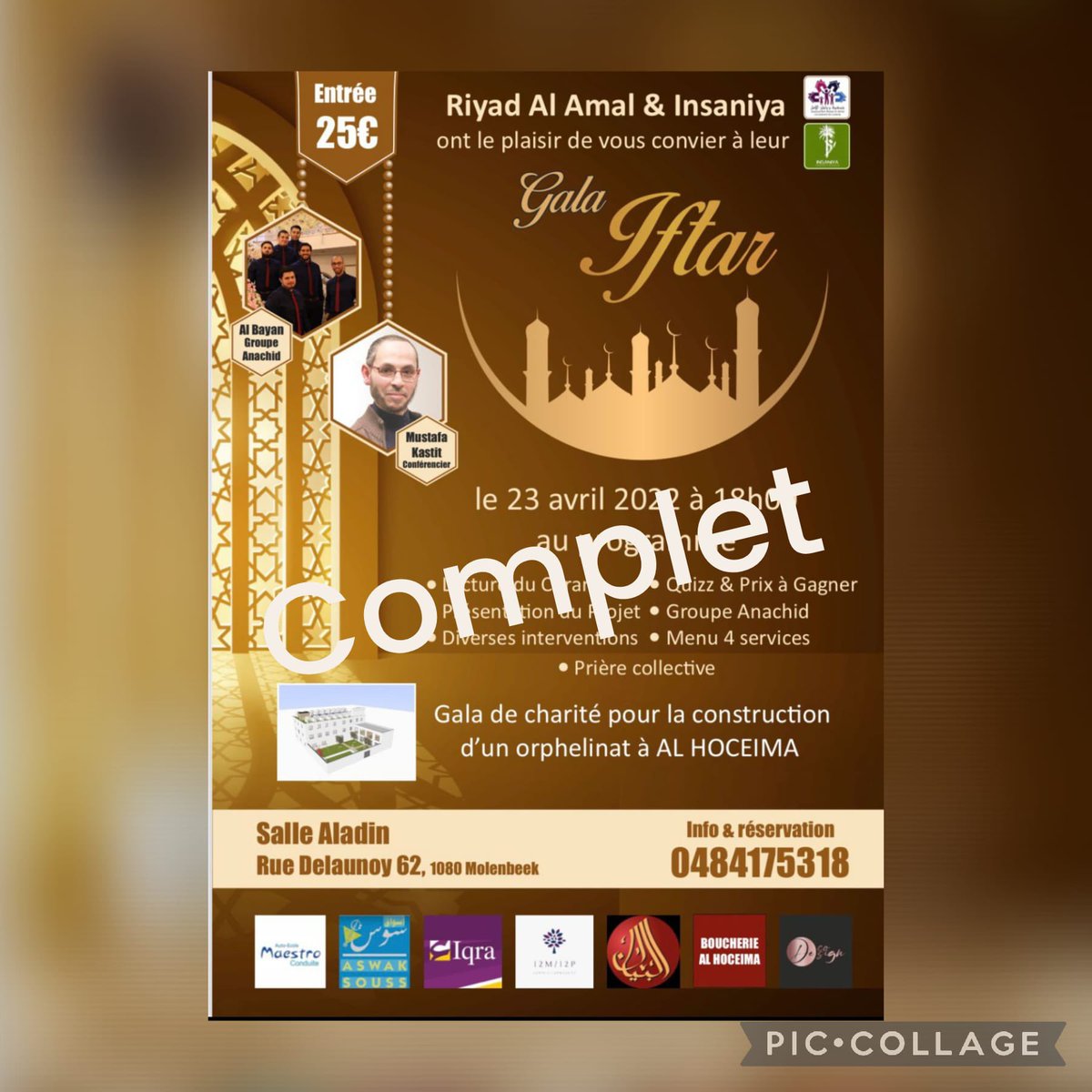 RiyadAlAmal's tweet photo. Salam Alaykom.

Nous vous annonçons la clôture des réservations.
Masha Allah.  Takabel Allah minkom wa minna.
On se retrouve samedi incha Allah.
L'équipe Riyad Al Amal. #riyadalamal #orphelinat #alhoceima https://t.co/5DFjIBQ3gy