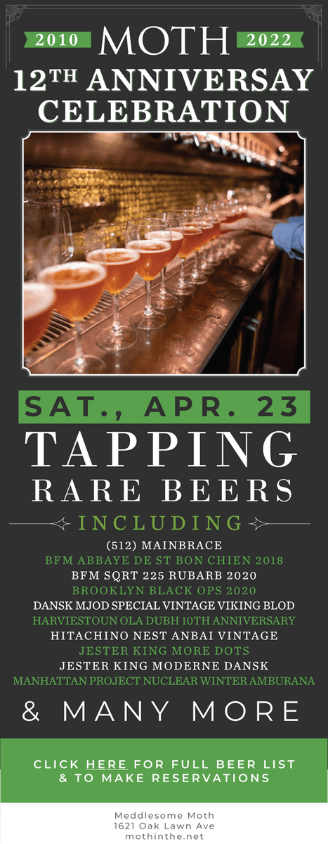 We are turning 12!  Join us Saturday for a curated tap list from <a href="/512brewing/">(512) Brewing</a> <a href="/jesterkingbeer/">Jester King Brewery</a> @BrooklynBrewery <a href="/mpbeerco/">Manhattan Project</a> and more!