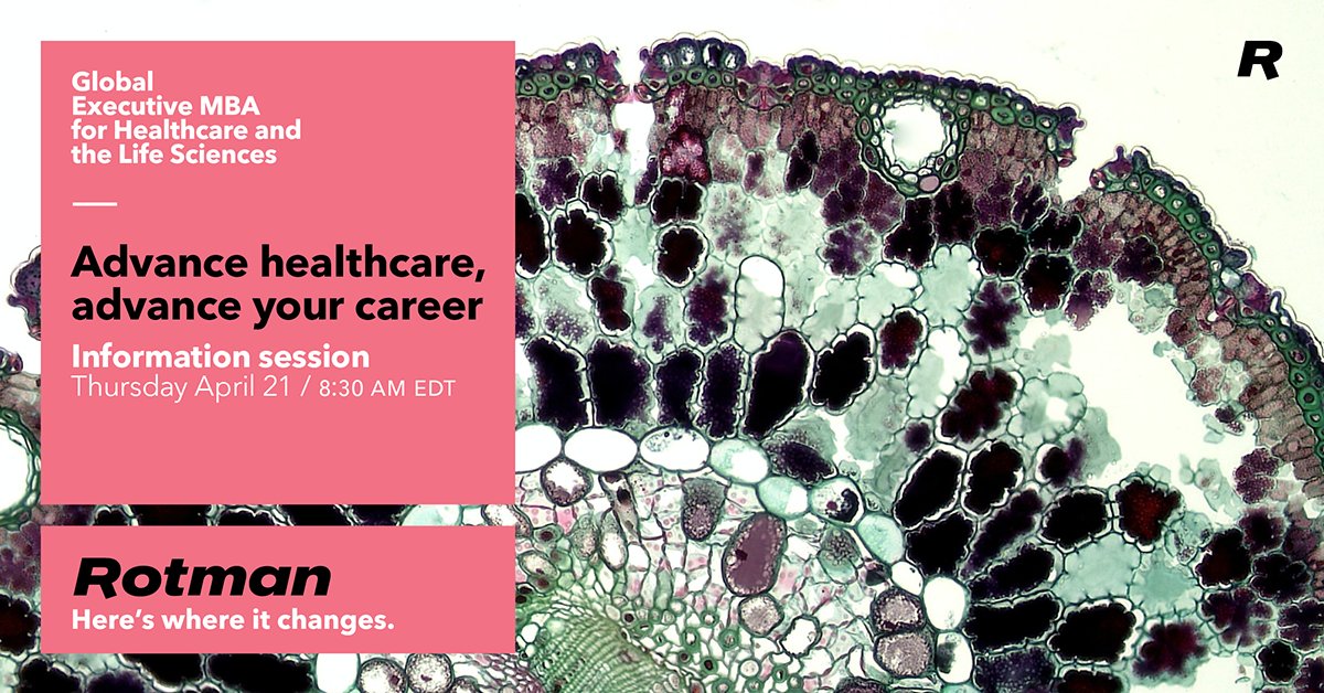 RotmanMBAMFin's tweet image. This Thursday, 8:30 am: buff.ly/37jRokG. Hear about our MBA customized for working professionals in healthcare/life sciences and how a broader skillset will help you drive change. Plus you'll build a great network! Apr 21, 8:30-9:00 AM EDT. @rotmanschool #digitalhealth