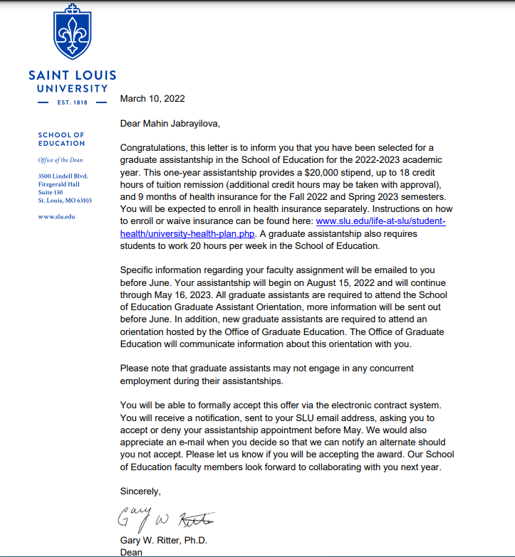 Proud to be selected as the fully-funded #Ph.D. student by <a href="/SLU_Official/">Saint Louis University</a>

Thanks to <a href="/ADAUniversity/">ADA University</a>  <a href="/fismailzade/">Dr. Fariz Ismailzade 🇦🇿</a> and <a href="/VafaPirverdi/">Vafa Kazdal</a> for quality education and support during my #MA. 

Proudly will represent #Azerbaijan in #USA as a #junior #researcher in 3 years.  
<a href="/hazar_khazar/">Khazar Ibrahim</a>