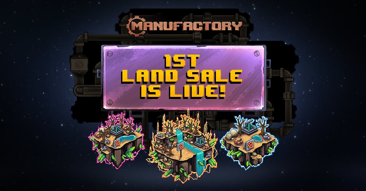 ManuFactoryGG's tweet photo. 🚀LAND SALE IS LIVE!🚀

BUY HERE: https://t.co/4aSpZebU91

🤑 Price of lands $350 BUSD in $MNFT
🕑 You have 48hrs to buy your land.
😎 Share your lands on any other social media of ManuFactory! 

#PlayAndEarn #CryptoGame #NFTs #NFTGame https://t.co/Fh7aCmEynQ