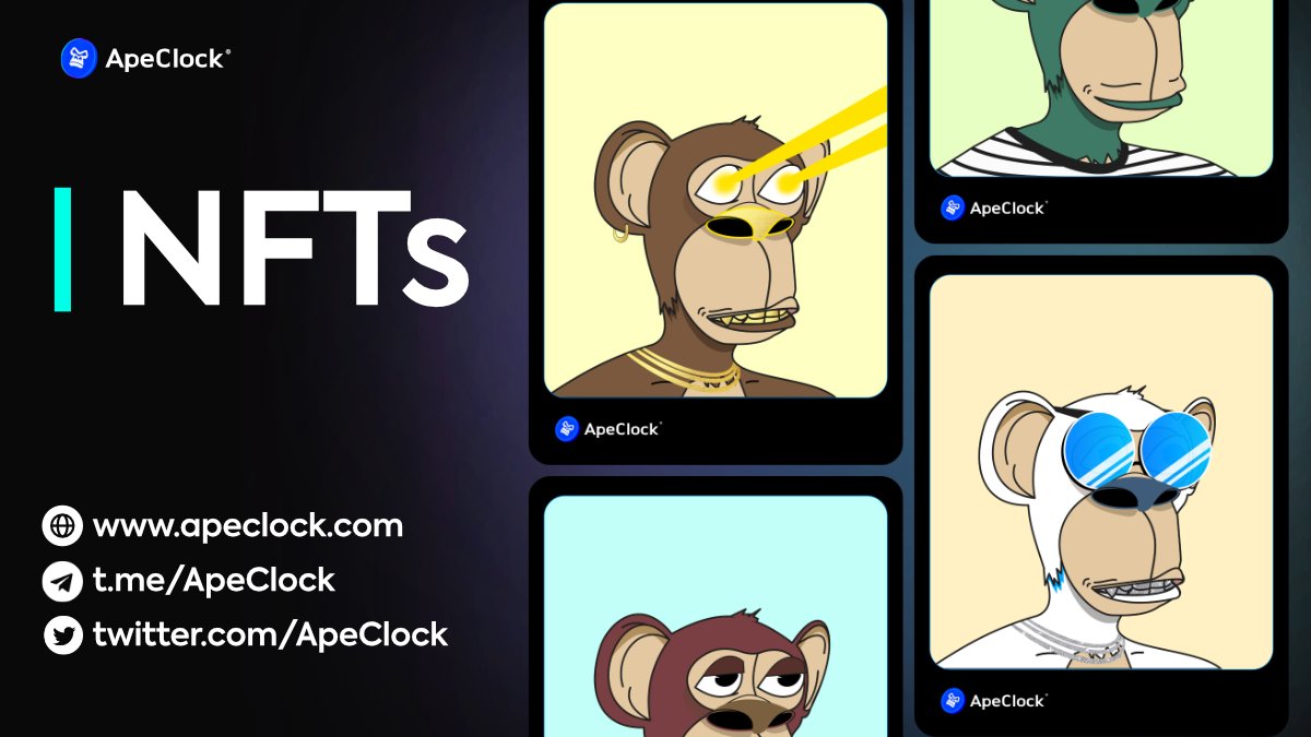 ApeClock's tweet photo. ApeClock NFTs are here!🐵🔥
We are getting ready to announce our Fair Launch.

Follow us on our social pages and don't forget to visit our website.

#ApeClock #APECOIN #BNBchain #RebaseAPY #Titano #SAFUU https://t.co/ZrOlxJQaDa