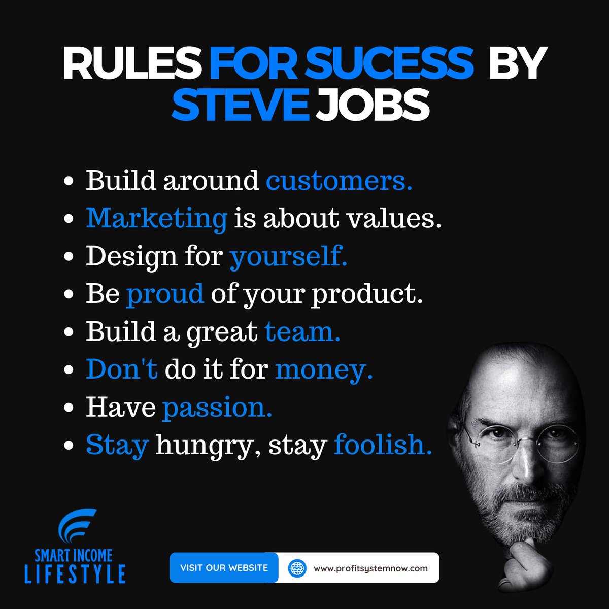 byterithomas's tweet image. Here are some #successrules from the late great Steve Jobs you can incorporate in your life/business for 2022.

Make sure to Like, Save, and Tag Someone Below (sharing is caring and you do good, good comes back 😁)