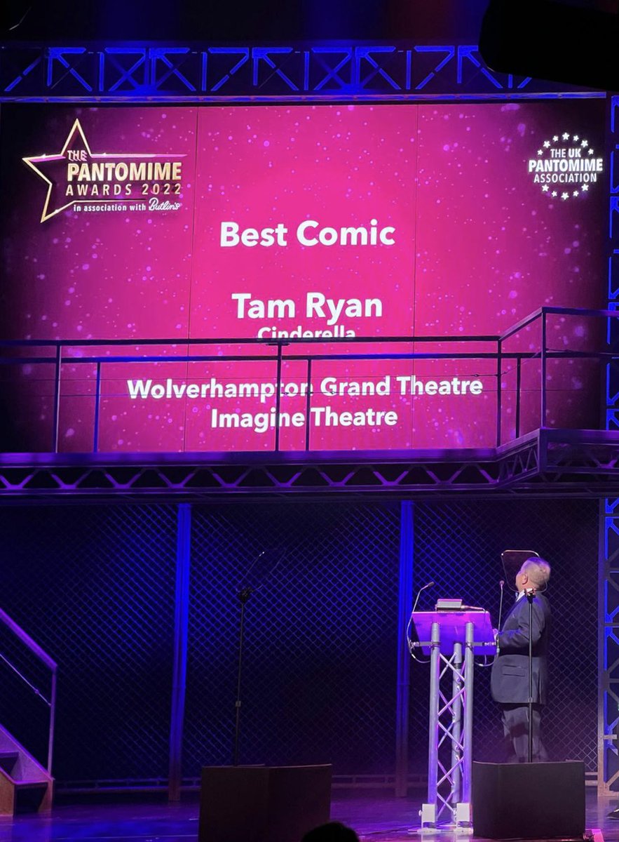 WolvesGrand's tweet photo. HE’S A WINNER! 🤩

A huge congratulations to our brilliant @tamryan28 who has won BEST COMIC at the @UKPantomime Awards tonight for his role as Buttons in Cinderella! 👏

We can’t wait to have Tam back in Aladdin this year but first, time to celebrate! 🥳

#WolvesGrandPanto ✨ https://t.co/0dcIFcqBKT
