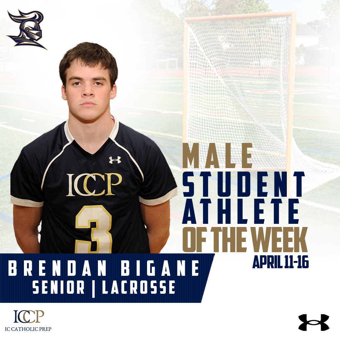 ICCPKnights's tweet photo. Junior Riley Venn (softball) and Senior Brendan Bigane (lacrosse) are your ICCP Student-Athletes of the Week #weareIC #KnightUp217 #iccpsoftball #iccplax https://t.co/wQOwXmf9Gk