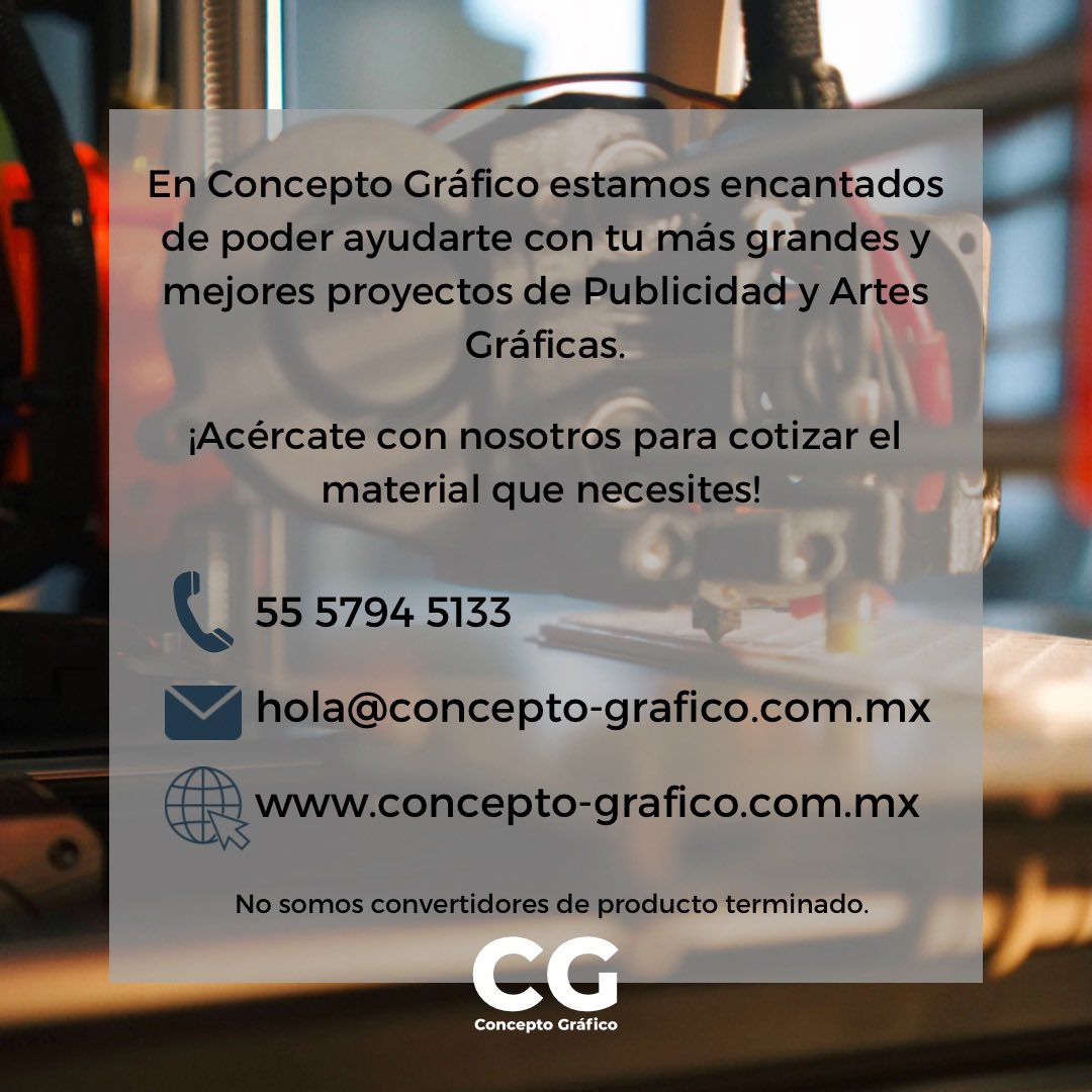 ConceptoGrafmx's tweet photo. Acércate a nosotros, somos la mejor opción para tus proyectos 📣.

 📞55 5794 5133
📩 hola@concepto-grafico.com.mx
🖥 https://t.co/0I3eSByww0

#conceptográfico #artesgraficas #insumos #diseñografico #publicidad #leds #viniles #rotulacion #decoracion #lonas #fuentesdepoder https://t.co/p2H8OAm1KO