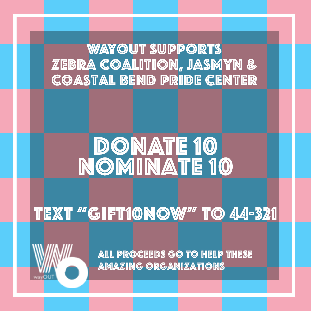 We are over halfway through April and we've raised over $5,000 for Zebra Coalition, Jasmyn &amp;  Coastal Bend Pride Center! There's still time to donate to these amazing organizations who are feeling the effects from anti-LGBT legislation.  Text GIFT10NOW to 44-321.