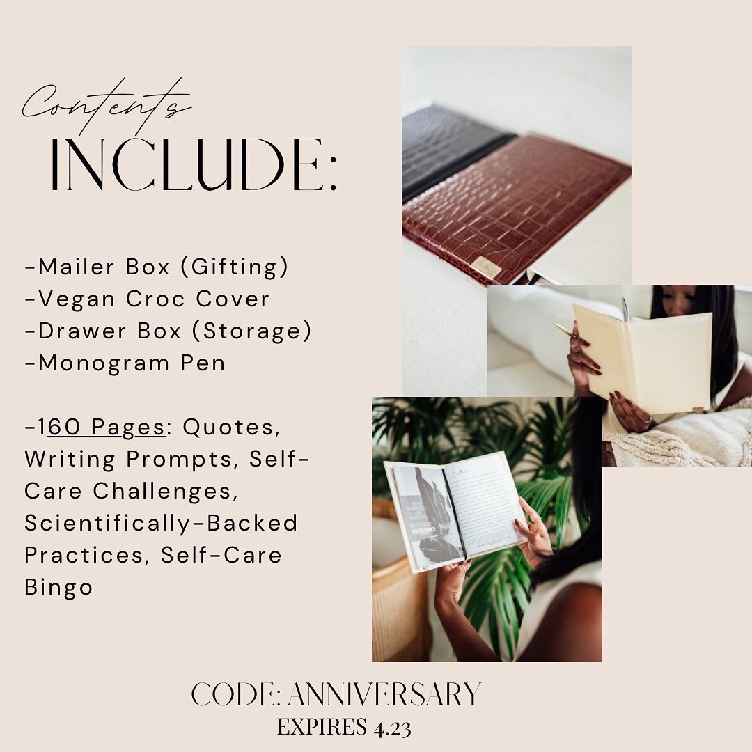 It’s our birthday, but we have a gift for YOU!🎉 • • • From now through Saturday, enjoy our guided self-care journals for the lowest price of the year. It’s the perfect tool to insert intention into your wellness routine. Add to cart, you won’t regret it ;) CODE: ANNIVERSARY