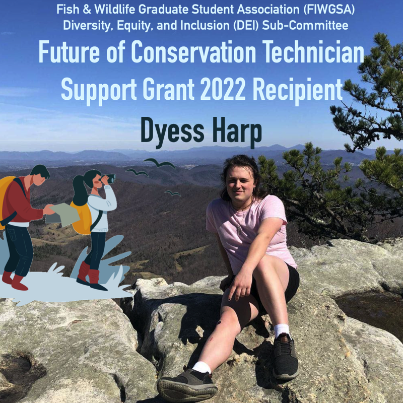 fiwgsa's tweet photo. @FIWGSA DEI’s inaugural Future of Conservation Technician Support Grant has been awarded to Dyess Harp!

@DyessHarp (she/they) is a student in @vtfishwild with research interests in human dimensions, conservation, botany, &amp; LGBTQ+ issues.

@Luis_Escobar_VT | @mcguzman1997
(1/3) https://t.co/3Rk4vi4v4s