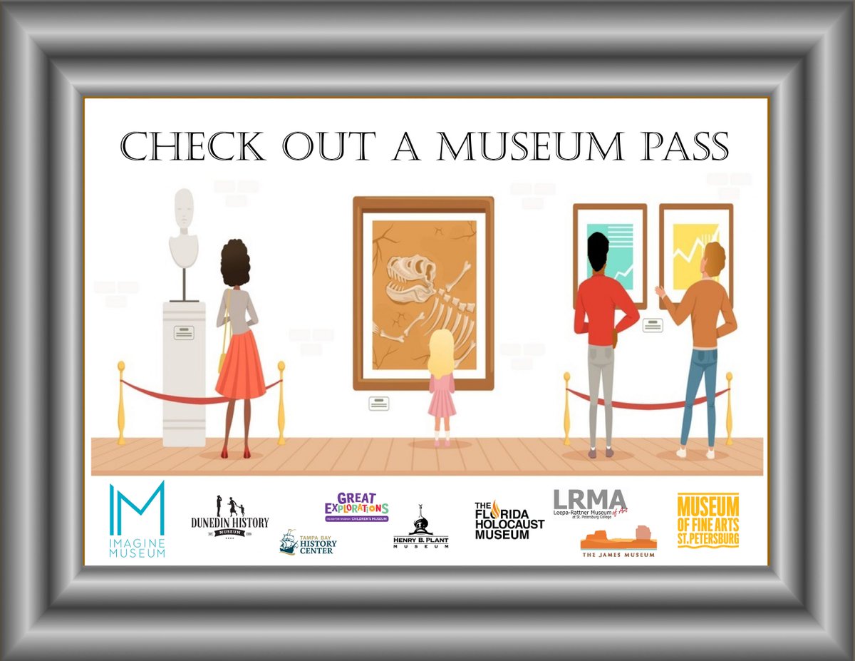 Did you know you can check out FREE museum passes for the family from any Pinellas public library with your library card? 😱 Visit pplc.us/museum-pass/ for more information!

@ImagineMuseum @jamesmuseum @Gr8Explorers @FLHolocaustMus @MFAStPete @leeparattner @HBPlantMuseum