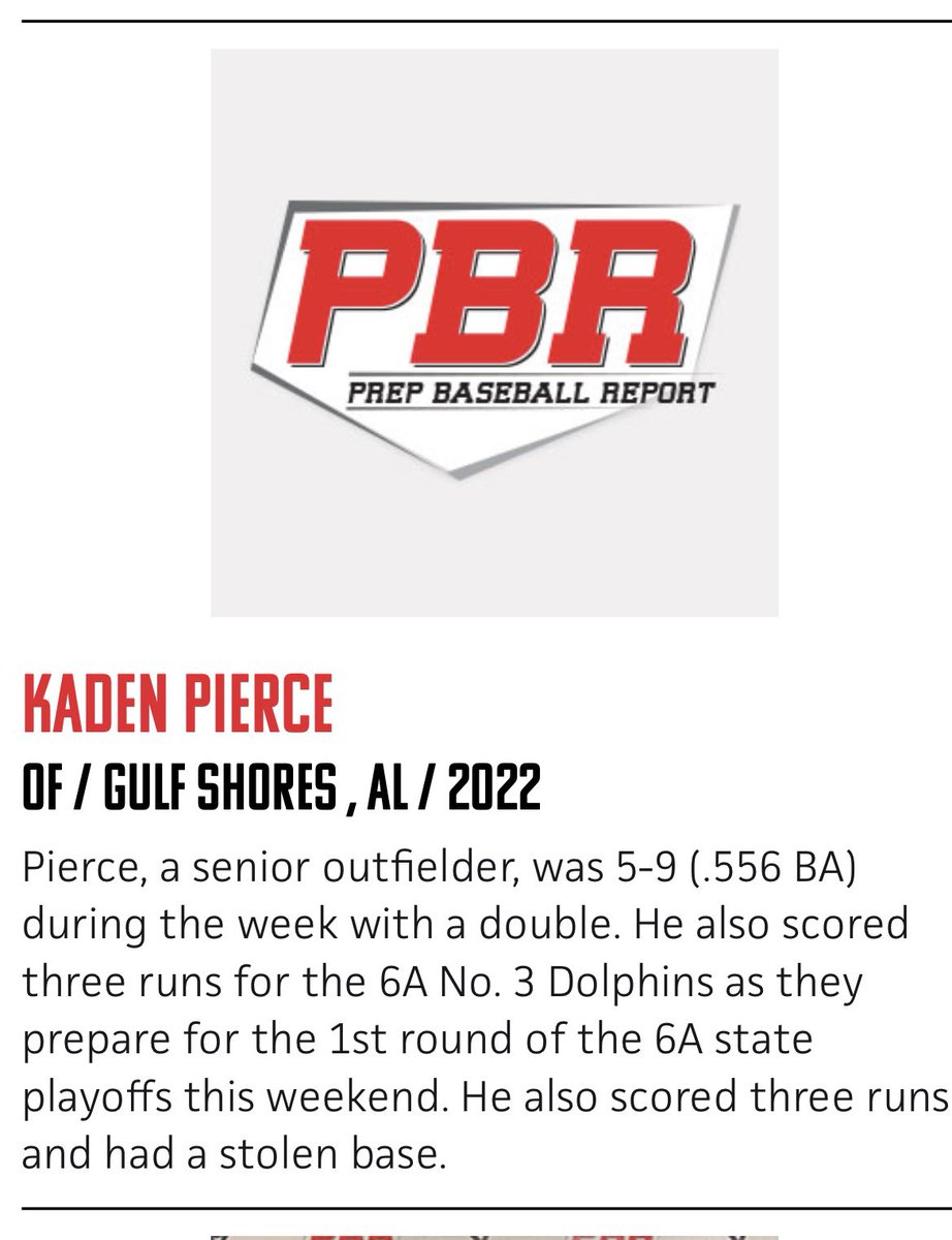KP13 getting hot… .556 over last week and .421 over last 3 weeks in Area games! Proud of Big Boy! Have fun in the Playoffs! #KP13 #seniorseaon <a href="/KadenPierce3/">Kaden Pierce</a>
