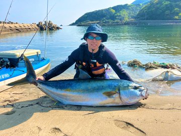 カヤックフィッシングでヒラマサ150cm 40kg釣れる 長崎県対馬 Il Pescaria