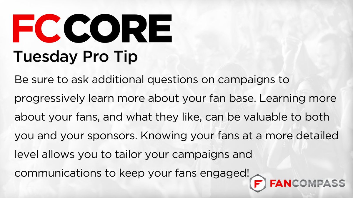 FanCompass's tweet photo. Ask the right questions in your campaigns to learn more about your fanbase!
#FanCompass #tuesdaytips #1stpartydata https://t.co/XgFoVlPbIv
