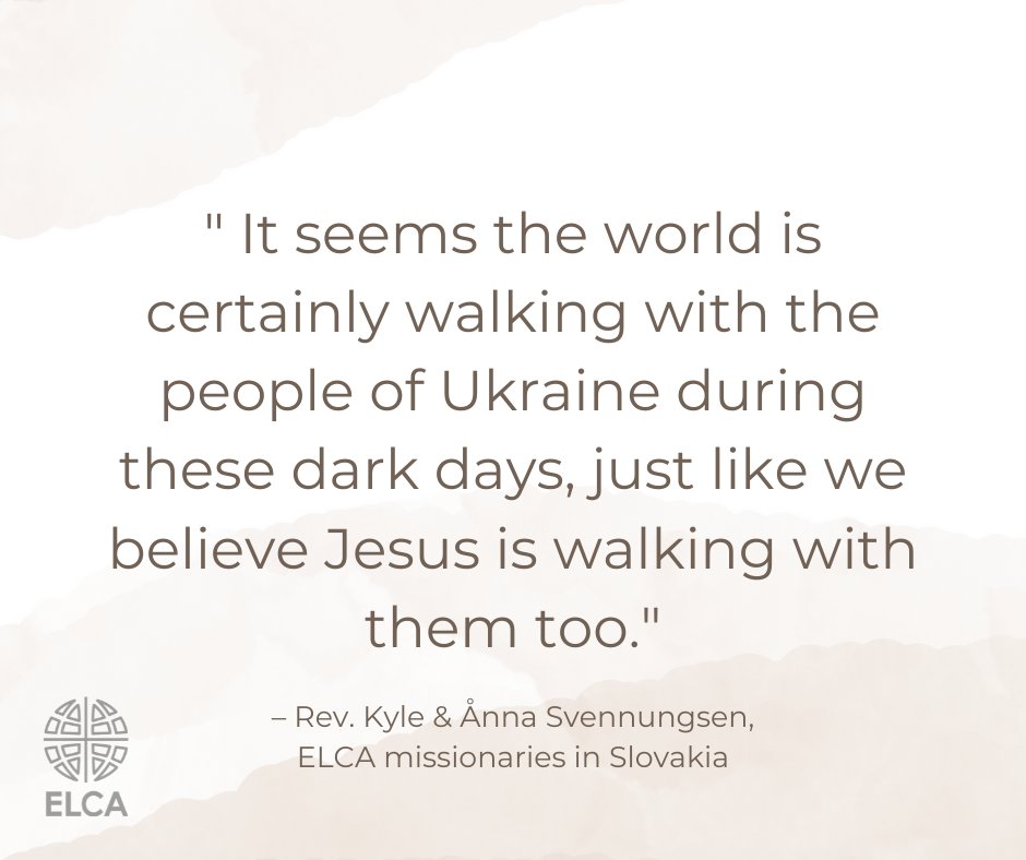 ELCA's tweet photo. #ELCA missionaries Kyle and Ånna Svennungsen write about their experiences working with refugees from #Ukraine in their community in Bratislava, Slovakia. Read their full reflection on the @ELCALDR blog: https://t.co/JlHJ9Esk9i https://t.co/PUrnYtzkjT