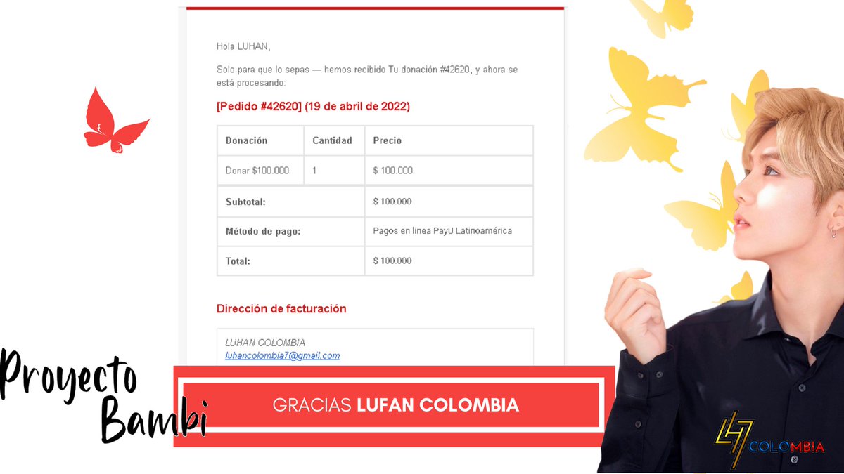 LuHan_Colombia's tweet photo. ★ #ProyectoBAMBI ★
Gracias LUFAN Colombia 💛 Juntos hemos donado 100.000 COP a la Fundación Hogares Bambi a nombre de LuHan como proyecto de cumpleaños 2022.
LUHAN & LUFAN COLOMBIA https://t.co/QdEG0gqVWP
