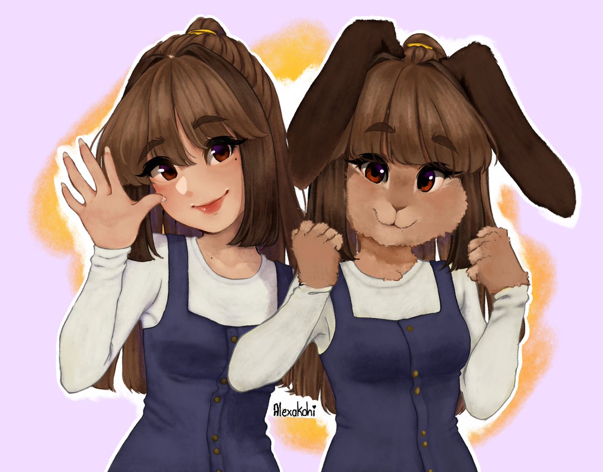 Together 🐰 
#ArtistOnTwitter #ocart #ocs #bunnygirl #furry #furryart #ilustration #cute #anime