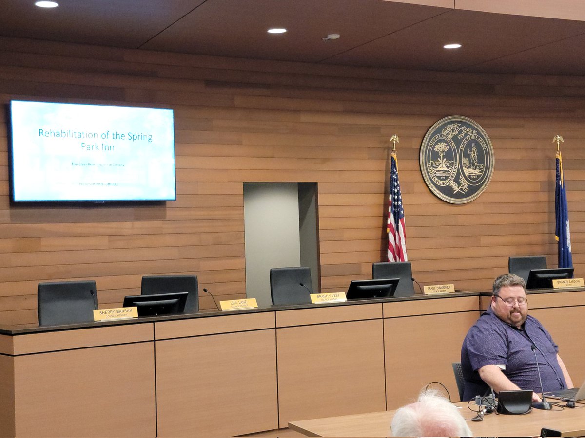 Tonight's adventure!  Listening to Kyle Campbell discuss the Rehabilitation of the Springs Park Inn