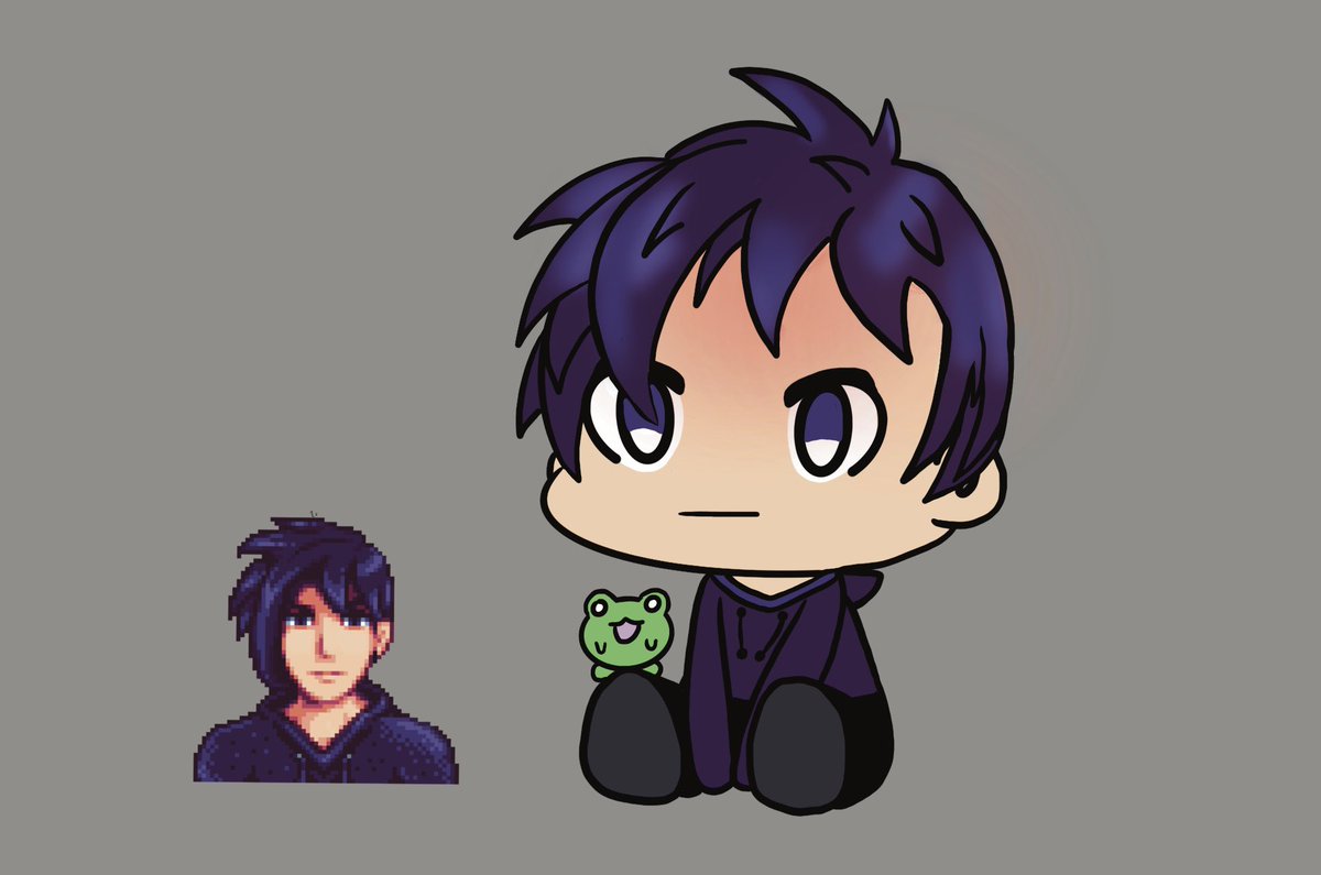 PeachMenace's tweet photo. haven’t drawn in forever but I’ve been streaming the hell out of #stardew so I thought I would doodle sebby #sebastian #sdv https://t.co/ebKEFyTXwv