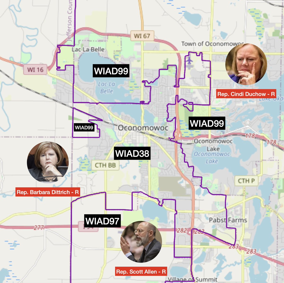 jnorcr's tweet photo. #Oconomowoc and #TheGreat38th are to be carved up  into separate legislative districts in the Wisconsin Assembly. 
So much for community wholeness. 
#Gerrymandering #WIAD99 #WIAD97 #WIAD38 https://t.co/uSigFi4TLZ