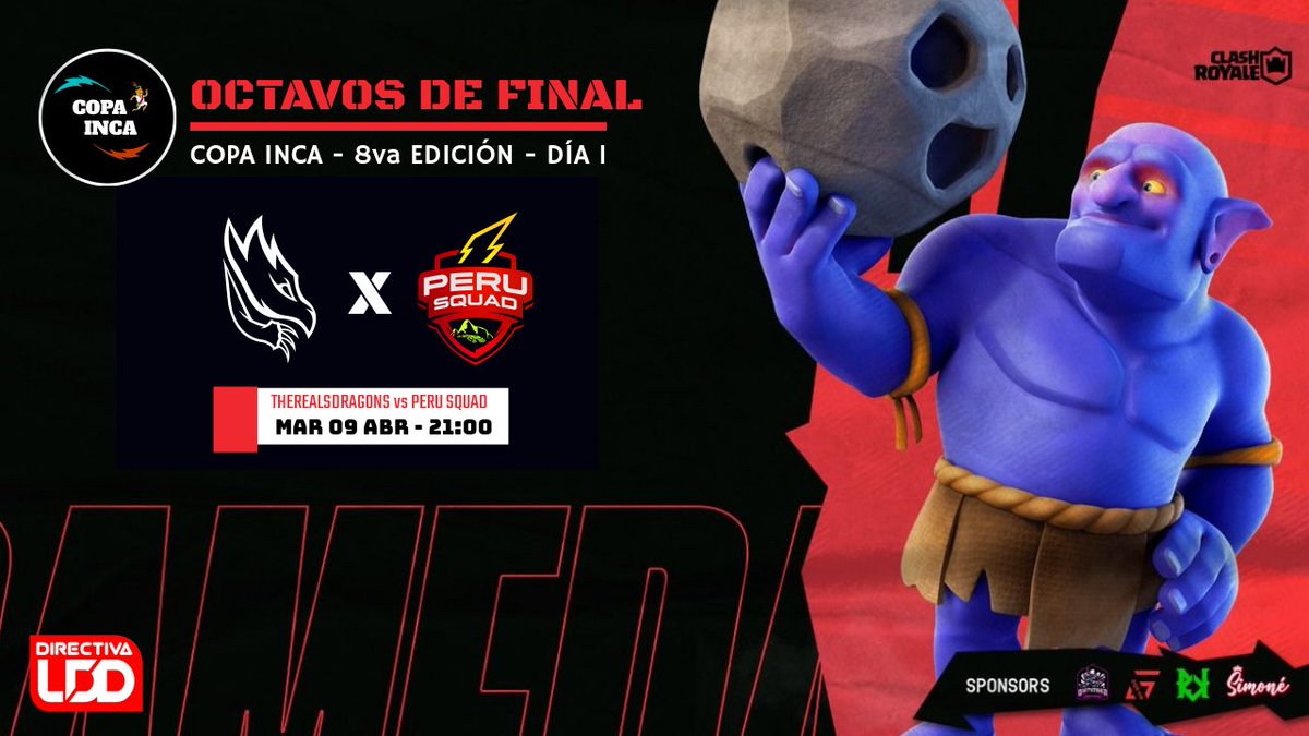 COPA INCA 🇵🇪 (@copaincaldd) on Twitter photo ⚔️ GAMEDAY - DÍA 1️⃣
Esta noche empezamos la ronda de 8vos de final con dos electrizantes grandes encuentros de poder que dejaran todo en la arena 💪
<a href="/TRDragons_2/">TheRealsDragons</a> 🆚 <a href="/Peru_Squad/">⚡️Peru Squad</a>
🏁 Árbitro: <a href="/Felipe_Izhar/">Felipe Izhar</a>
🎬 Caster: <a href="/renato_b16/">Renato</a>
Matar o morir en la arena😎
#EstoEsLDD 🔥 ⚔️ GAMEDAY - DÍA 1️⃣
Esta noche empezamos la ronda de 8vos de final con dos electrizantes grandes encuentros de poder que dejaran todo en la arena 💪
<a href="/TRDragons_2/">TheRealsDragons</a> 🆚 <a href="/Peru_Squad/">⚡️Peru Squad</a>
🏁 Árbitro: <a href="/Felipe_Izhar/">Felipe Izhar</a>
🎬 Caster: <a href="/renato_b16/">Renato</a>
Matar o morir en la arena😎
#EstoEsLDD 🔥