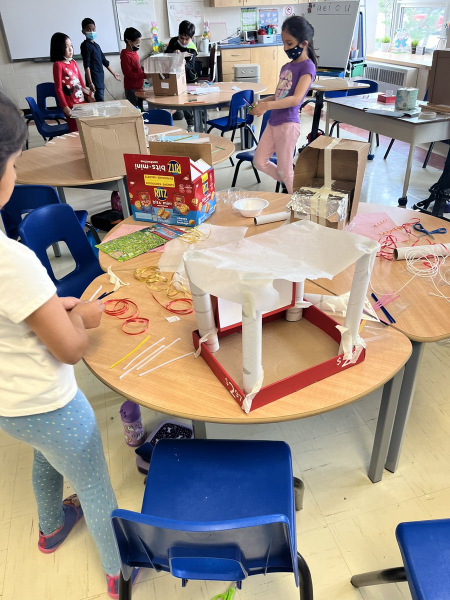 msparent1's tweet photo. Creating bunny houses that will protect their bunny from wind and rain! We had to decide what would repel water. Canβt wait to test them out! @StRoseLimaOCSB #science #materialsandobjects #grade1 π°π https://t.co/xtP40sOgYt