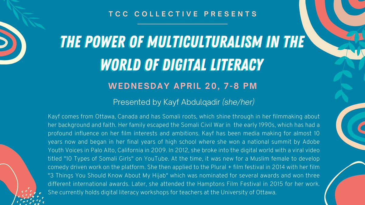We're excited to welcome <a href="/uOttawaEdu/">uOttawa Education</a>'s very own Kayf Abdulqadir for our TCC Talks session: The Power of Multiculturalism in the World of Digital Literacy! 💡🌍 Happening April 20 at 7 PM. Join us on Zoom: uottawa-ca.zoom.us/j/95370599409?…
