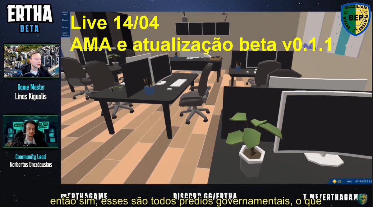 AllianceBep's tweet photo. Já assitiram a última live legendada em português do dia 14/04 com o AMA e as novidades do beta v0.1.1 do Ertha? Tem muita coisa legal respondida pelo próprio Linas.
https://t.co/rdcgwcEl9p
#ertha #Metaverso #p2e https://t.co/jPdCzU3jbz