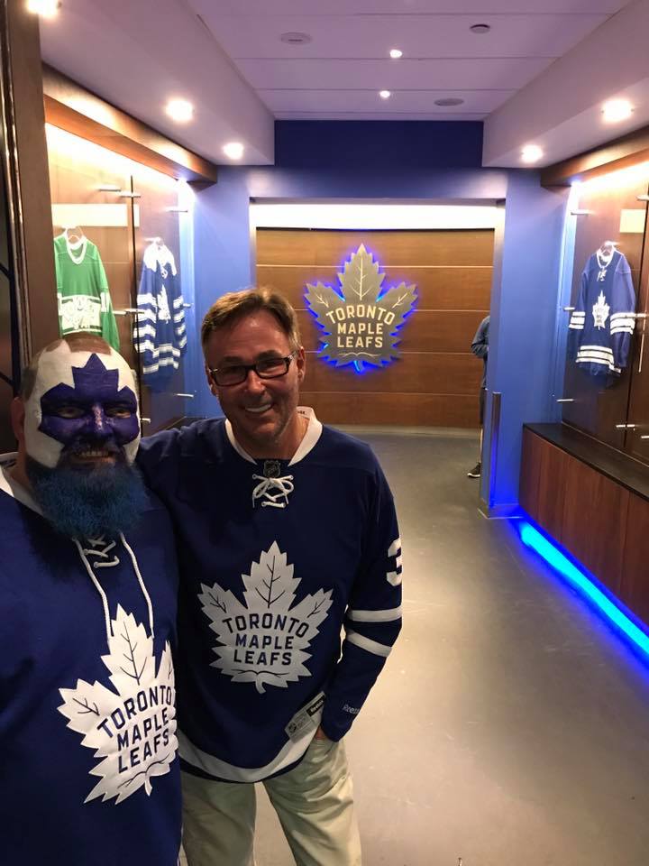 Look what popped up in Photos. 5 years ago today, hangin' out with the newly named Dart Guy <a href="/LeafsMaz20/">DartGuy</a> at Game 4 of Leafs/Caps series at SBA. #LeafsForever
