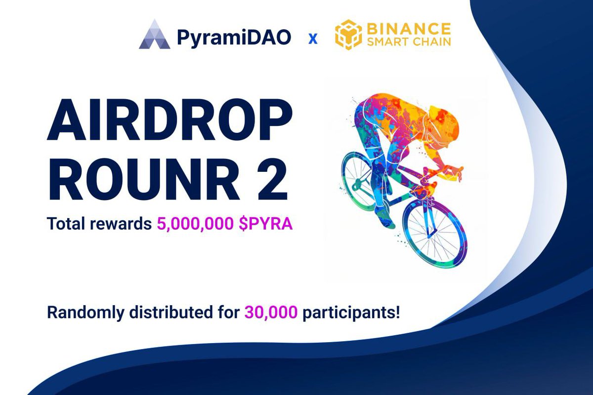 💧 PyramiDAO Airdrop 💧

🏆 Task:          ➕  Up to 100 PYRA (~$12)

👨‍👩‍👧 Referral:   ➕  10 PYRA (~$1.2) ➕ 1 Helmet NFT for top 100 referrers each

🔛 Airdrop Link &amp; Information: t.me/AirdropStar/41…

#cryptocurrency #Airdrop #BSC #Bitcoin #NFT #PyramiDAO #PYRA #Airdropstario