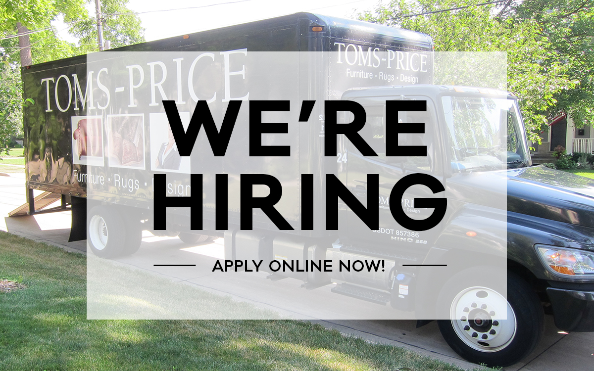 Looking for a new career opportunity? Toms Price Home is hiring experienced warehouse staff and furniture delivery drivers. Apply now: tomsprice.com/careers.inc

#nowhiring #recruiting #warehouseworker #furnituredeliverydriver #tomspricehome
