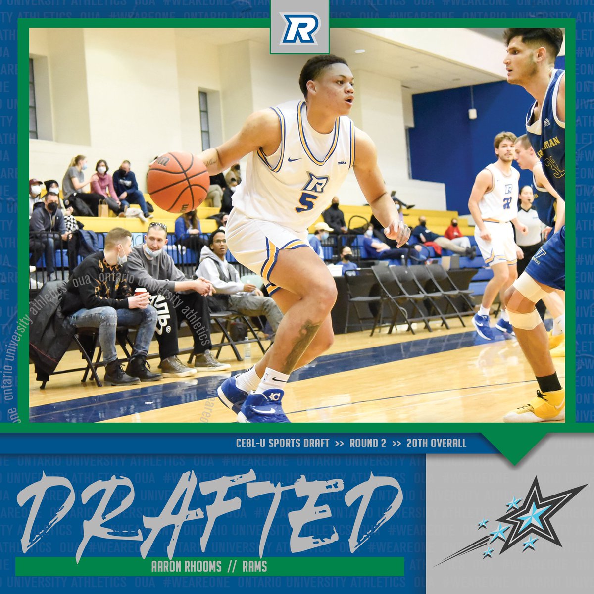 OUAsport's tweet image. 𝗗𝗥𝗔𝗙𝗧𝗘𝗗‼️

With the 20th overall pick in the 2022 @CEBLeague / @USPORTSca draft, the @sss_cebl select Aaron Rhooms from the @ryersonrams! 👏🏀

#WeAreONE | #OUAisELITE | #weRrams