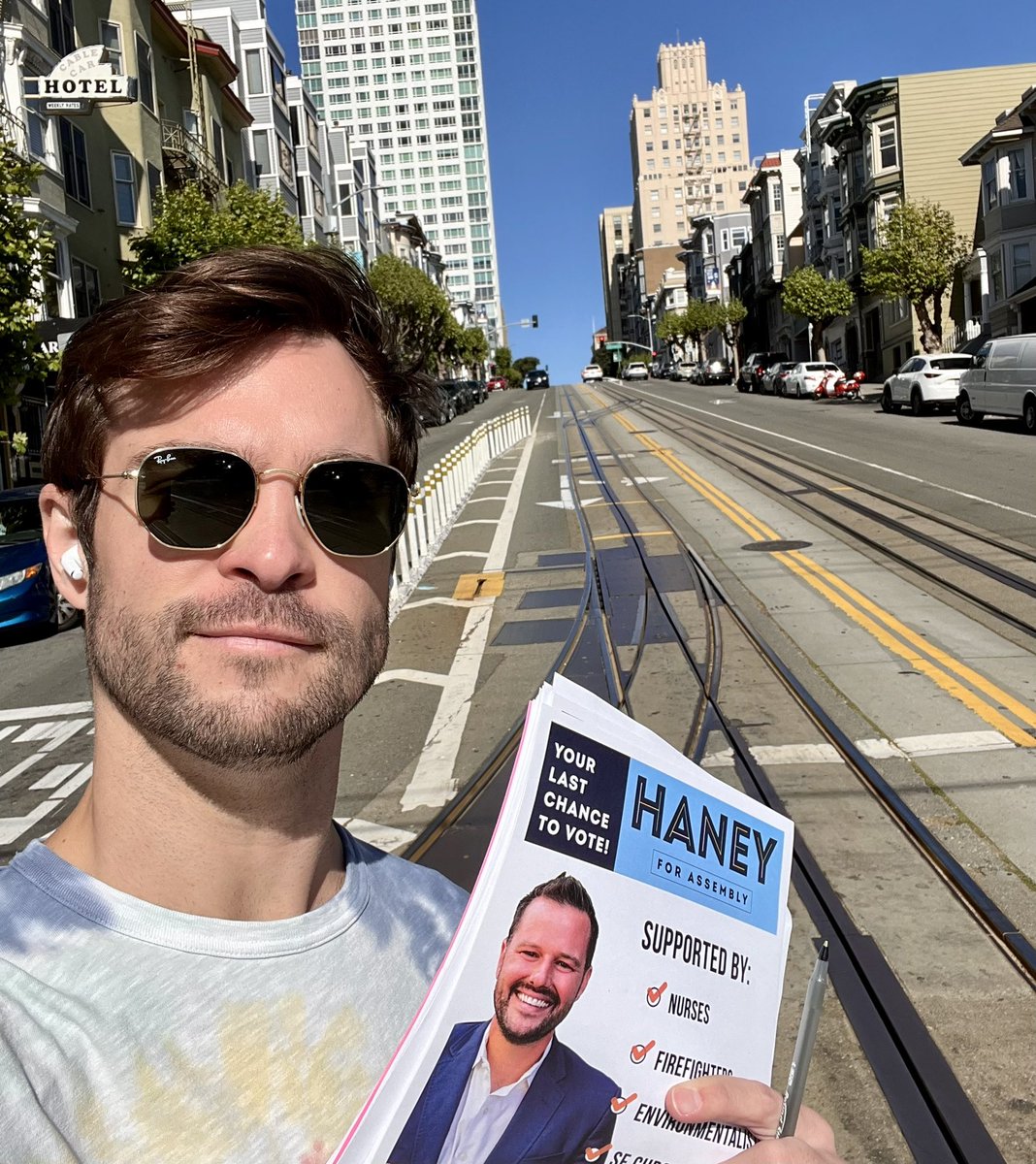 Canvassing for <a href="/MattHaneySF/">Matt Haney</a> in Nob Hill and Russian Hill w/ <a href="/AliceLGBTQDems/">Alice B Toklas LGBTQ Democratic Club</a>! If you haven’t voted yet, TODAY IS THE LAST DAY! #AD17 #matthaney #sfpol