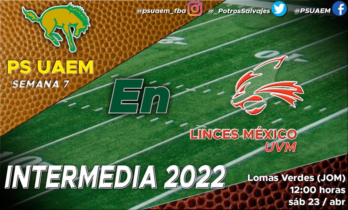 Último partido de la Temporada #Intermedia2022 para los #PotrosSalvajesUAEM que visitan a <a href="/LincesMex/">Linces México</a> en el Estadio José Ortega Martínez de Lomas Verdes.
#GoGreenNation #OrgulloVerdeYOro