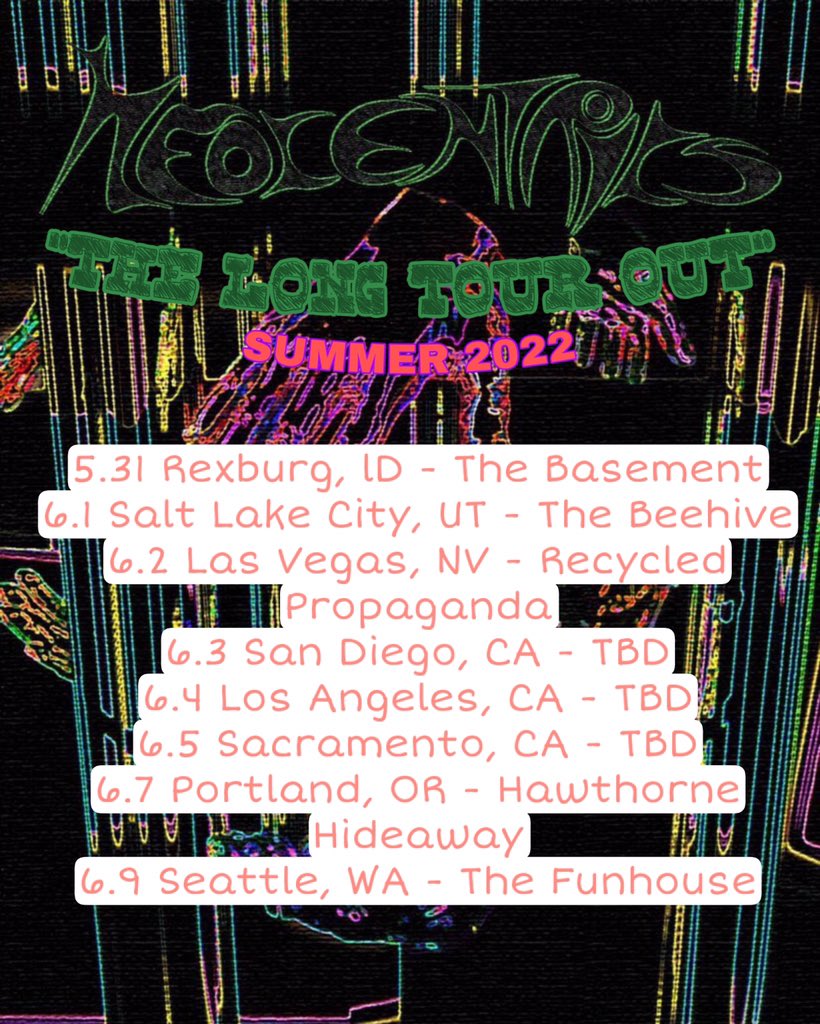 neocentrics's tweet photo. tour announcement! 🚨🚨🚨
see ya soon, west coast 🐰
art by lauren cremer
#neocentrics #gigposter #tourposter #tour https://t.co/vZl3eSywUf
