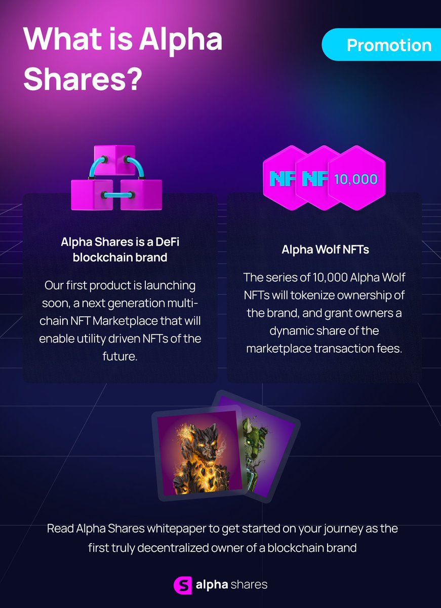 AlphaShares's tweet photo. 🔺Huge WL Promo For The Next 7 Days🔺

- Enter to win one of 20 whitelist spots up for grabs over the next 7 days!
- Like, RT, Follow &amp; Tag 2 Friends!
- Join Discord
- Invite 5 Friends
- Reach Level 10

You will then be given a role to be entered! May the most Alpha win!

$ALPHA https://t.co/qgPf1GbLJL