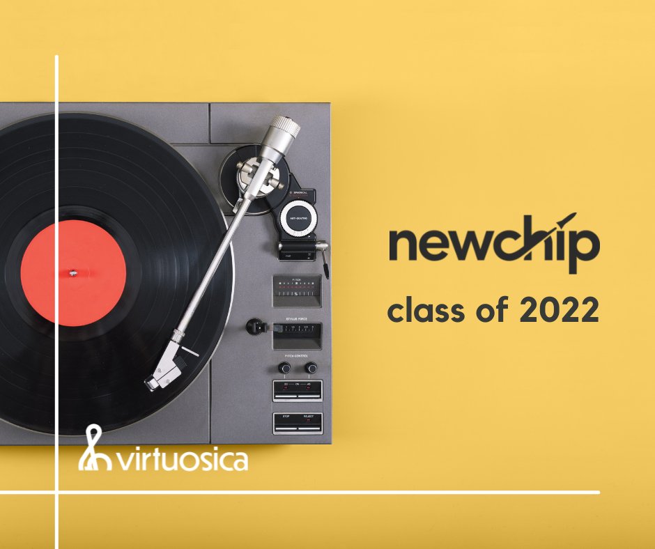 virtuosica's tweet photo. Time to drop the needle! We have the distinct pleasure of announcing that Virtuosica Inc. has joined @newchip.accelerator intensive global pre-seed accelerator program. Oh, and we’re launching the Virtuosica beta platform next month. Keep an eye out 👀 https://t.co/jWLrdH5Y8u