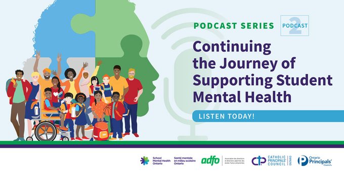 CPCOofficial's tweet photo. Listen to our conversation with school leaders and #MentalHealth leads on Continuing the Journey of Supporting Student Mental Health.
Access podcast #2 at https://t.co/wu58aFeERd
#LeadCPCO #Education #OntEd @SMHO_SMSO @OPCouncil @adfo @voicEdcanada @PresidentOPC @CpcoPresident https://t.co/zzTNdyxPQv