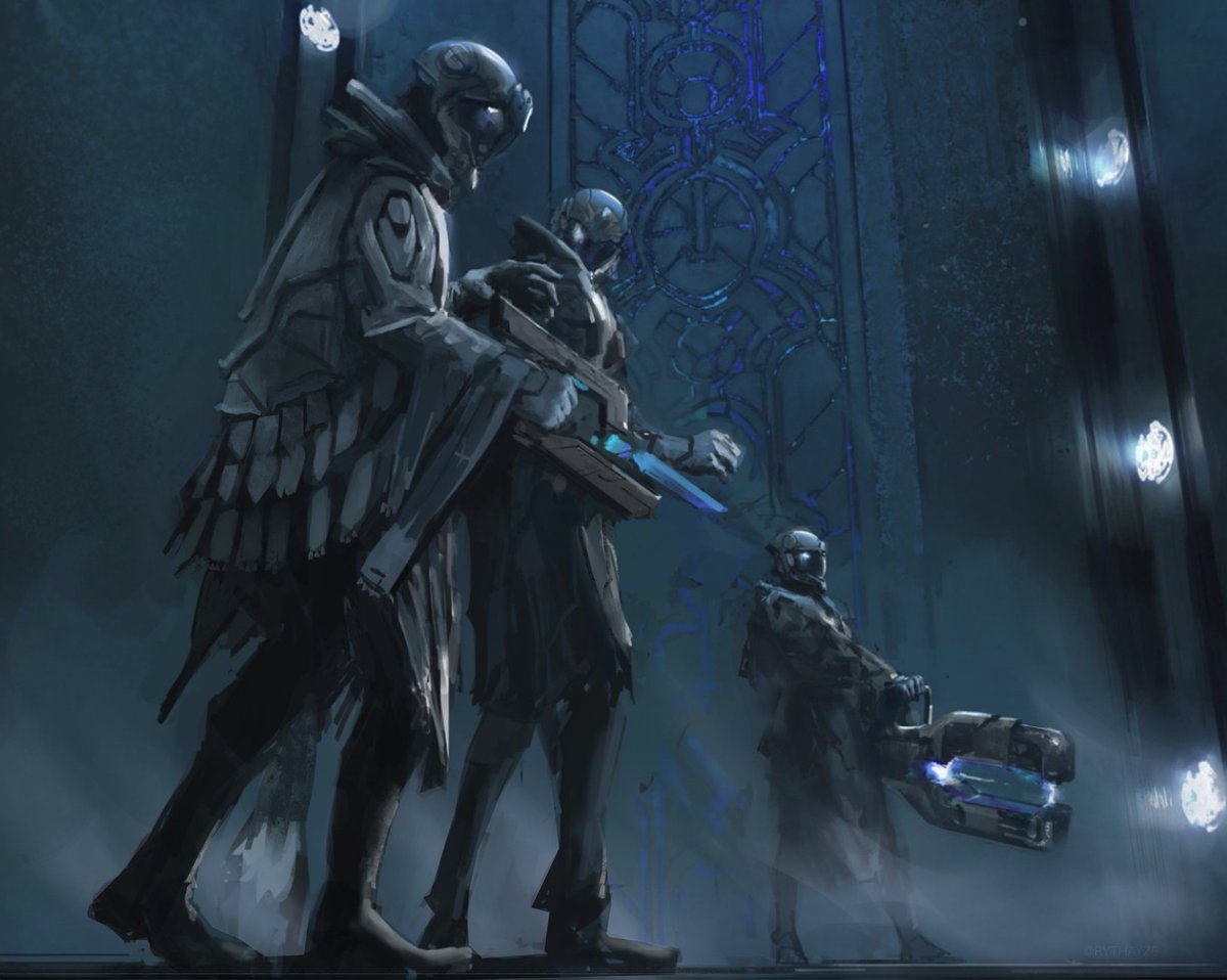 Rythayze's tweet image. Halo Forerunner collab art w @Gazedsoul