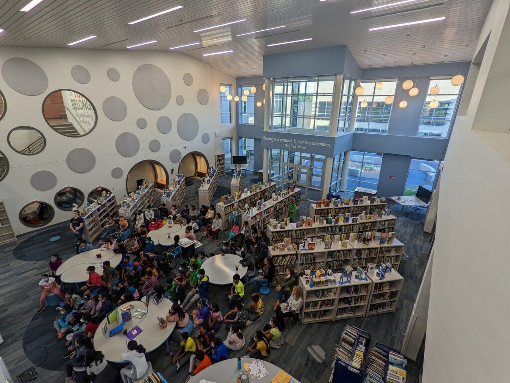 CreLibrarian's tweet photo. Thank you to our fabulous @PtoCre for making it possible for #CRECoyotes @CRECoyotes to meet @Jarrett_Lerner. Many new #enginerds #geeger and #hungerheroes were made today. @CISDlib #cisdlib https://t.co/1lyJtk9Eb0