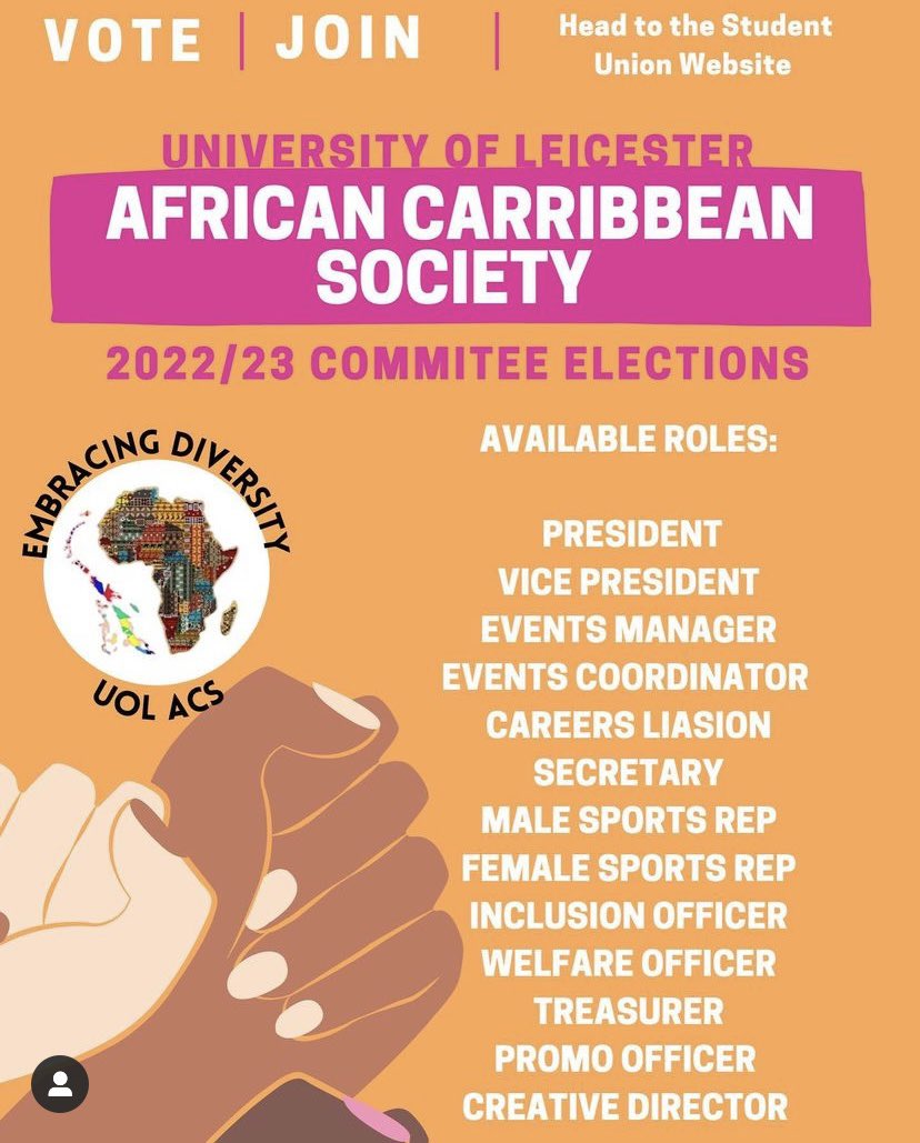 THE ACS COMMITTEE ELECTIONS ARE SOON APPROACHING

NOMINATIONS FROM 25/04/2022 - 06/05/2022 
1. Make sure you have purchased an ACS membership (reduced to £5)

2. Log into the SU website and nominate yourself

3. Make your manifesto poster

4. share your manifesto with friends