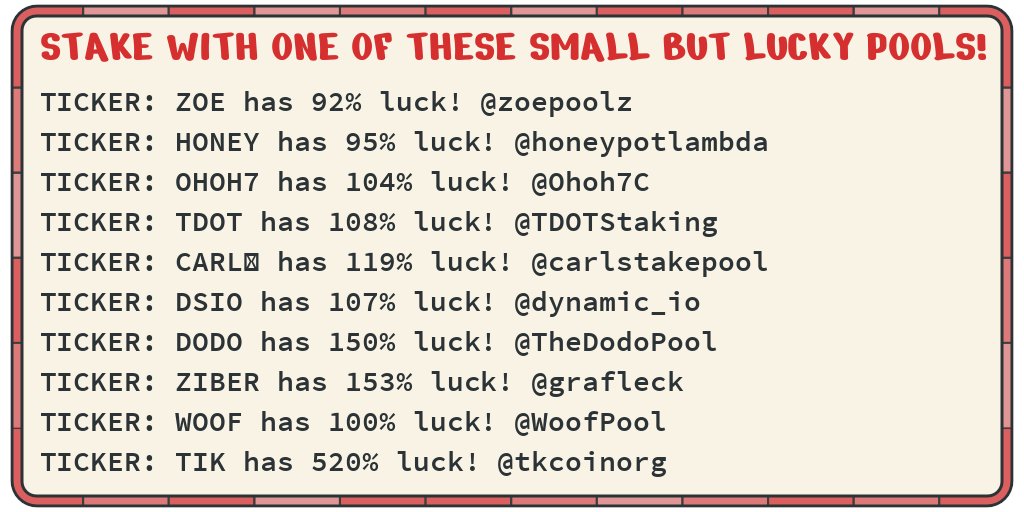 Stake COCO! Earn more ADA! (@coconut_pool) on Twitter photo COCO and these other small pools all have good luck, make blocks and return rewards. Stake with them! #cardano @honeypotlambda <a href="/Ohoh7C/">Reed Own-Lee</a> <a href="/TDOTStaking/">TDOT Staking</a> <a href="/carlstakepool/">Carl⭐️ Stakepool</a> <a href="/dynamic_io/">Dynamic Strategies</a> <a href="/TheDodoPool/">The Dodo Pool</a> <a href="/grafleck/">Grafleck Stake Pool - ZIBER</a> <a href="/WoofPool/">WOOF Pool - $Hosky Rugpool 🐕🐈❤️</a> @tkcoinorg COCO and these other small pools all have good luck, make blocks and return rewards. Stake with them! #cardano @honeypotlambda <a href="/Ohoh7C/">Reed Own-Lee</a> <a href="/TDOTStaking/">TDOT Staking</a> <a href="/carlstakepool/">Carl⭐️ Stakepool</a> <a href="/dynamic_io/">Dynamic Strategies</a> <a href="/TheDodoPool/">The Dodo Pool</a> <a href="/grafleck/">Grafleck Stake Pool - ZIBER</a> <a href="/WoofPool/">WOOF Pool - $Hosky Rugpool 🐕🐈❤️</a> @tkcoinorg