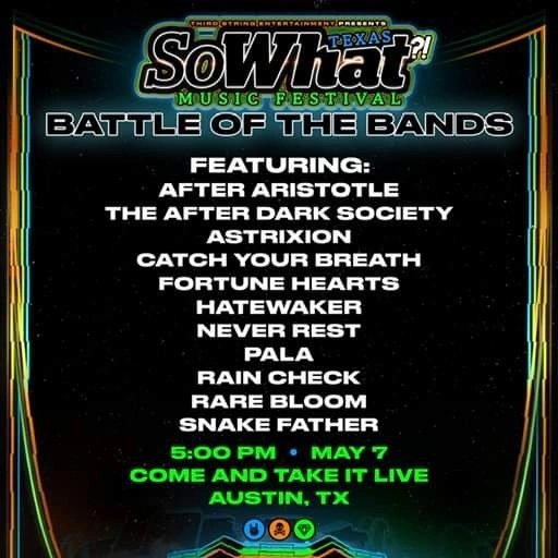 HateWaker (@hatewaker) on Twitter photo NEXT SHOW ANNOUNCEMENT!
We're stoked as hell to be back in Austin competing in the Battle for So What?! at <a href="/catilive/">Come And Take It Live</a> on Saturday, May 7th. Come throw down and support our chance to play <a href="/sowhatmusicfest/">So What?! Music Festival</a>! 🤯
Message us to reserve your tickets ($10)! NEXT SHOW ANNOUNCEMENT!
We're stoked as hell to be back in Austin competing in the Battle for So What?! at <a href="/catilive/">Come And Take It Live</a> on Saturday, May 7th. Come throw down and support our chance to play <a href="/sowhatmusicfest/">So What?! Music Festival</a>! 🤯
Message us to reserve your tickets ($10)!