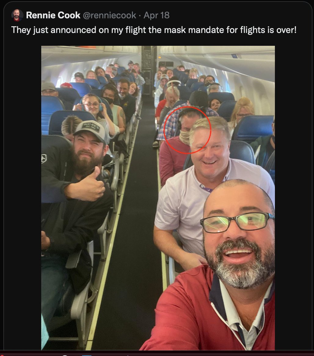 RebeccaLAnders's tweet photo. Coolest guy on the entire #flight! Give this guy a #Commendation for #HighestIQ! @MeidasTouch #CovidisAirborne https://t.co/qprlkOOsJv