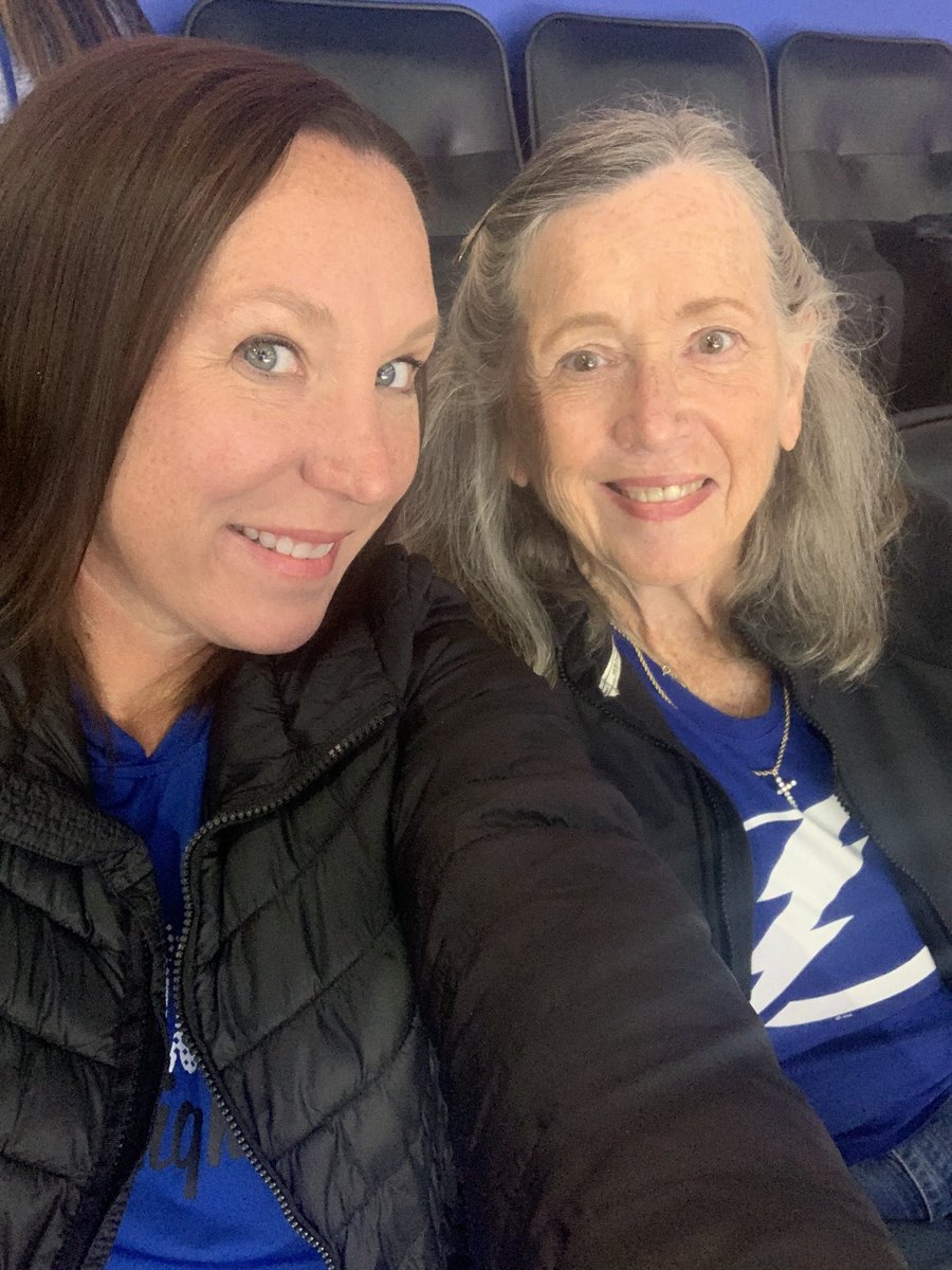 amy_miranda14's tweet photo. First Hockey Game for mom! happy 75th bday!  @TBLightning https://t.co/S28R412U5g