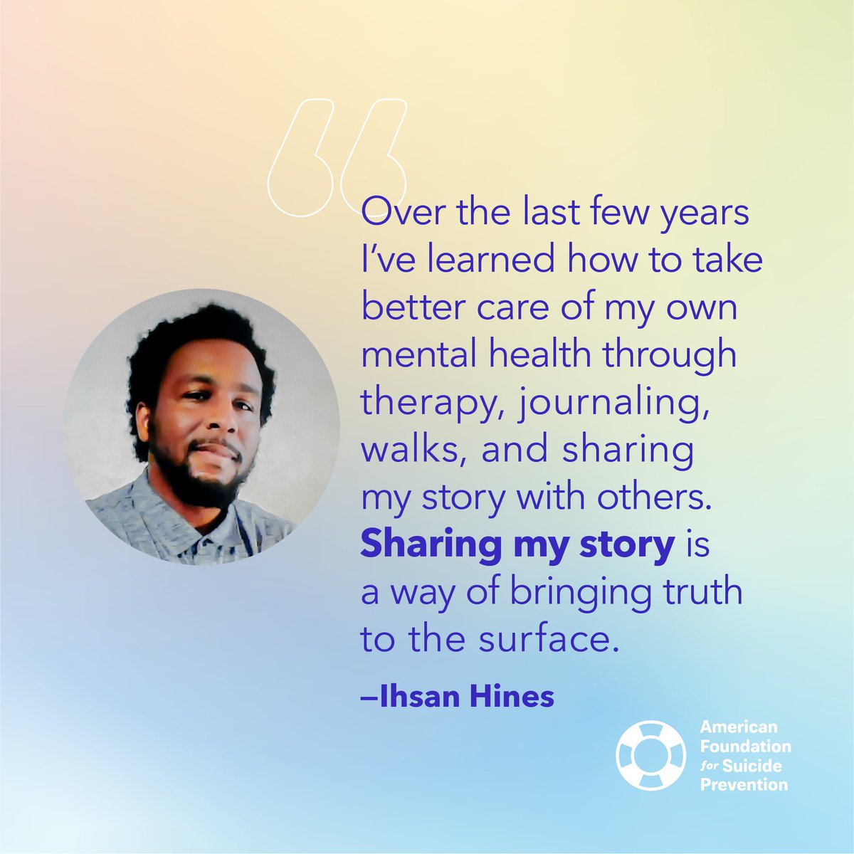 Ihsan Hines, a volunteer from @AFSPphiladelphia, lost his brother to suicide and has his own connection to mental health. Read about the impact Ishan’s local chapter and Out of the Darkness Walks had on his journey. #NationalVolunteerWeek afsp.org/story/voluntee…