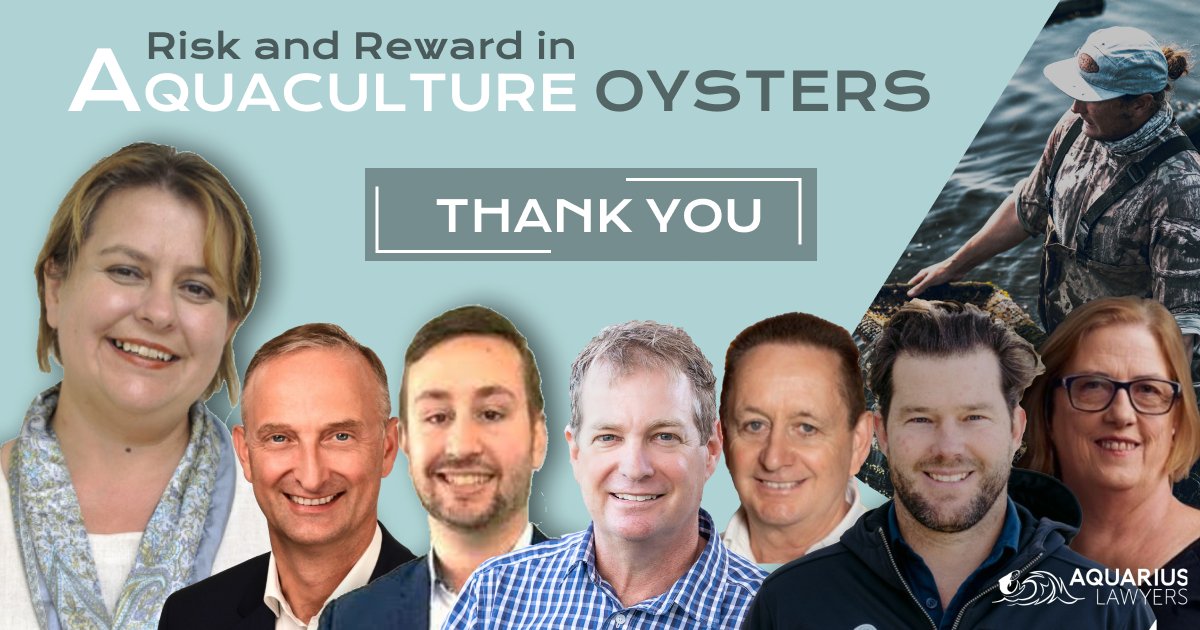For our #Oyster event #AquariusLawyers and more speakers educated us on legal issues and contracts, insurance, gross margin and risk management, benchmarking, traceability chooser, and use of technology in #Aquaculture. To view recordings, subscribe here bit.ly/OystersRegistr…
